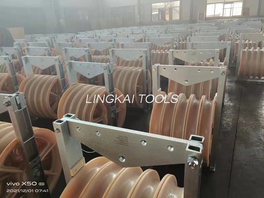 Ligne de transmission de 508 x 75 gerbes du millimètre trois conducteur en nylon Stringing Pilot Block de MC